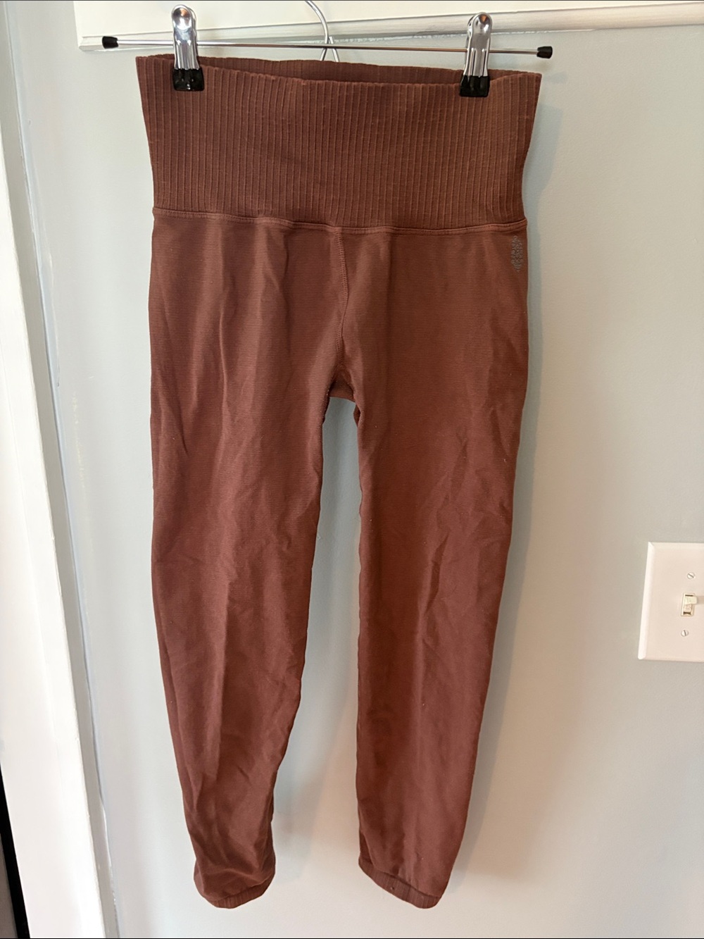 FP Movement Free People Brown High-Rise Ribbed Waist Leggings Women’s Size M/L
